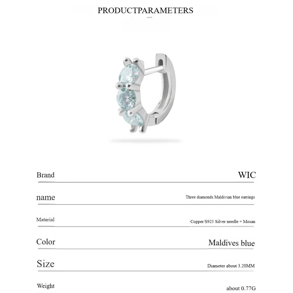WIC | Three Diamond Maldivian Blue Earrings