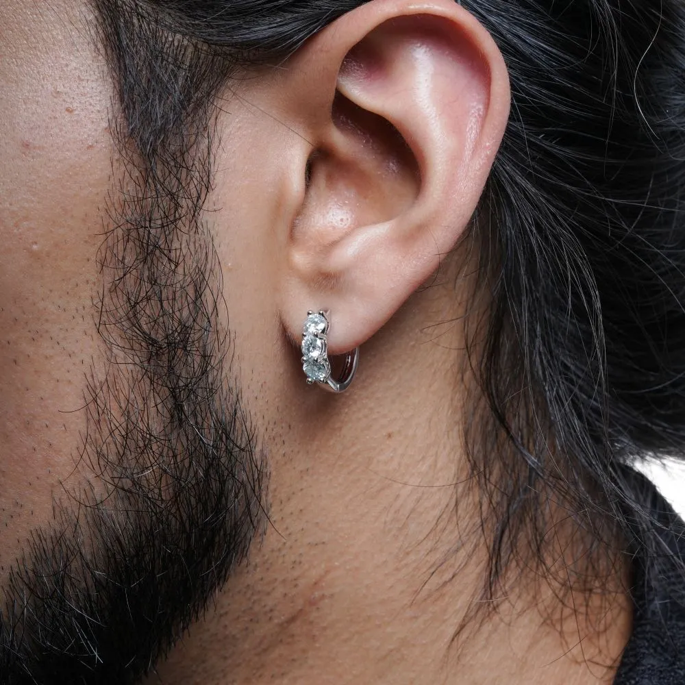 WIC | Three Diamond Maldivian Blue Earrings