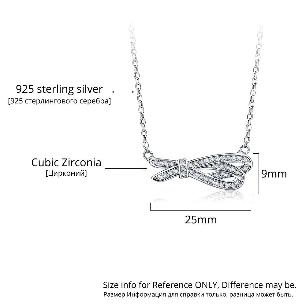 Women’s 925 Sterling Silver Romantic Pendant Necklace with Cubic Zirconia Stones, Trendy Fashion Jewelry for Ladies