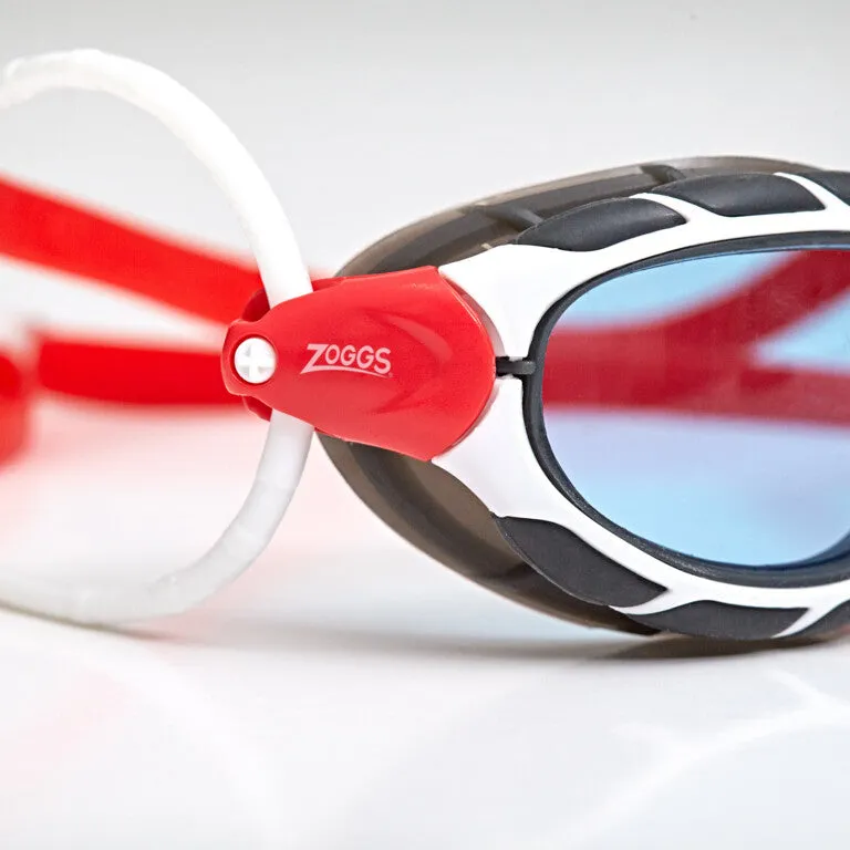ZOGGS Predator - White/Red - Tinted Blue Lens - Regular